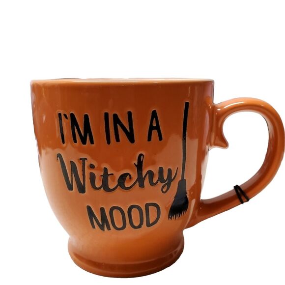 PERFECTLY WICKED Orange and Black Halloween Theme Ceramic Coffee Mug - Picture 1 of 5